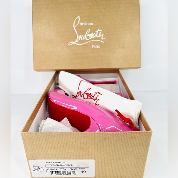 Christian Louboutin Dolly 100mm Barbie Pink Gummy Patent Leather Pumps EU 40 - Picture 2 of 12